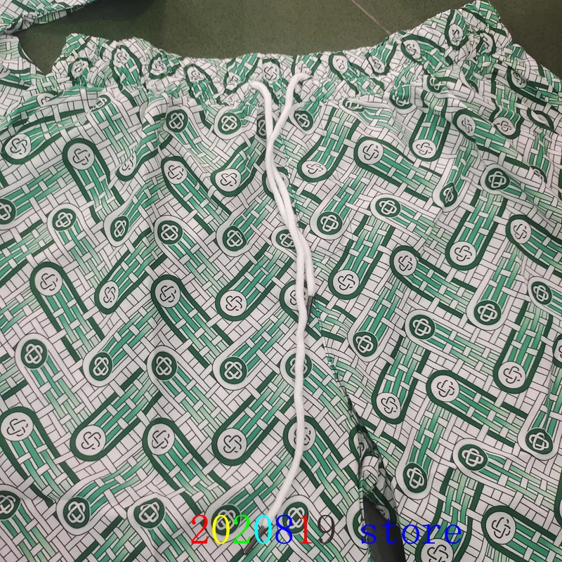 Green Casablanca Tennis Club Hawaii Beach Shortpant Shirt Set For Men Women Holiday Seaside SURF Suit