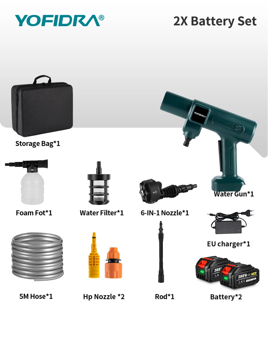 

YOFIDRA 200 бар бесщеточная электрическая мойка высокого давления 6 в 1
