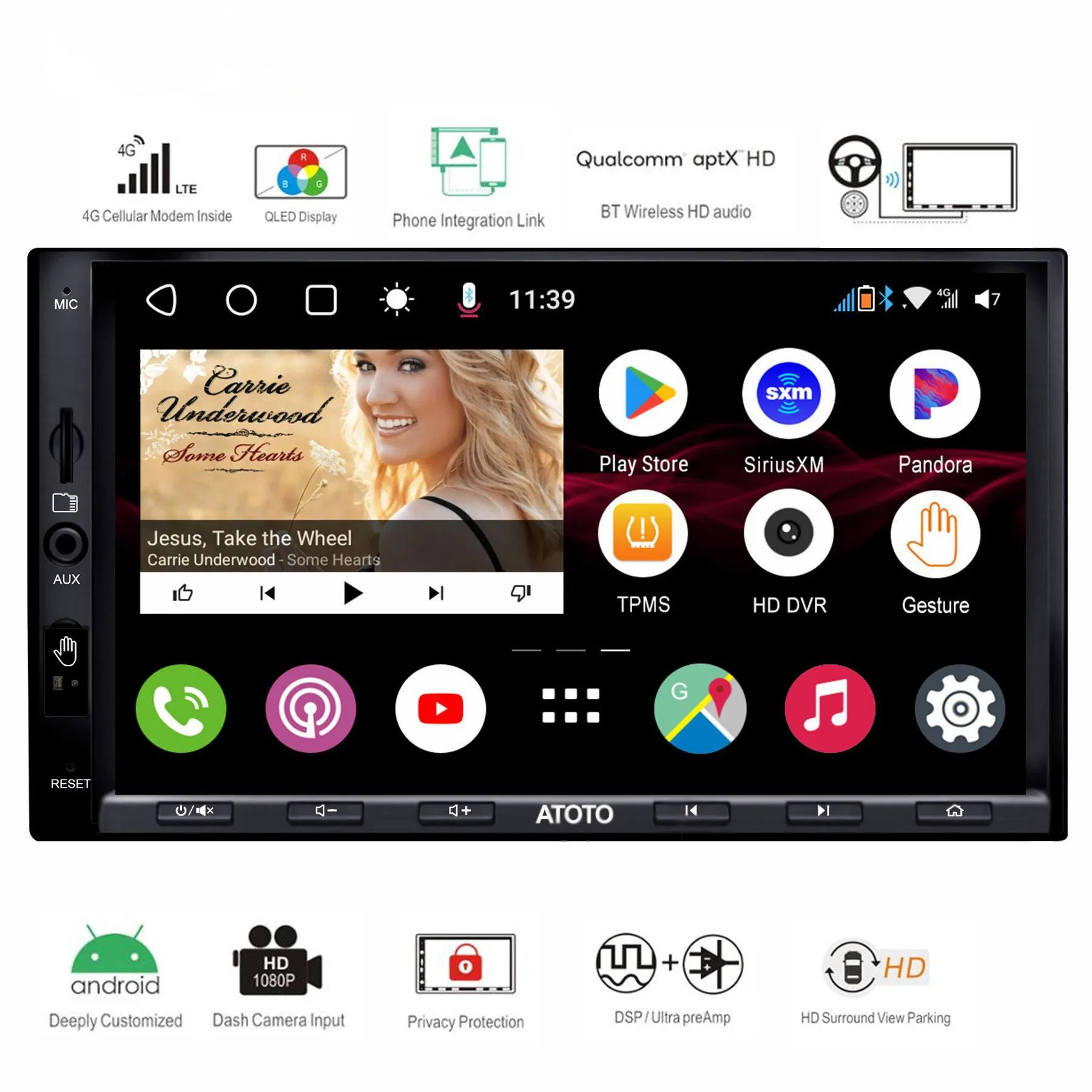 

S8 Ultra 7inch AE-S8G2A78U-A-X 2 Din Android Car Stereo in-Dash Autoradio Dual Bluetooth HD Wireless Phone Link Carplay Player 1
