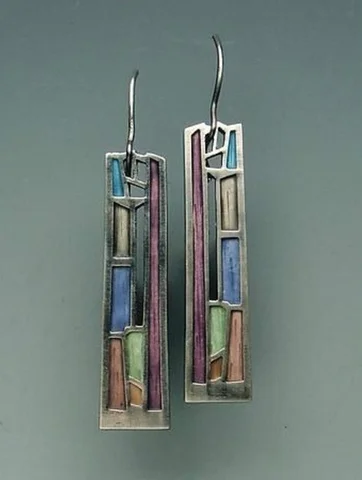 Серебряные винтажные серьги-подвески