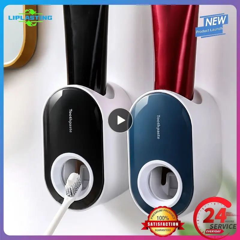 

Toothpaste Holder Automatic Wall-mounted Toothpaste Squeezer Adhesive Dust-proof Wall Suction Toothpaste Dispenser