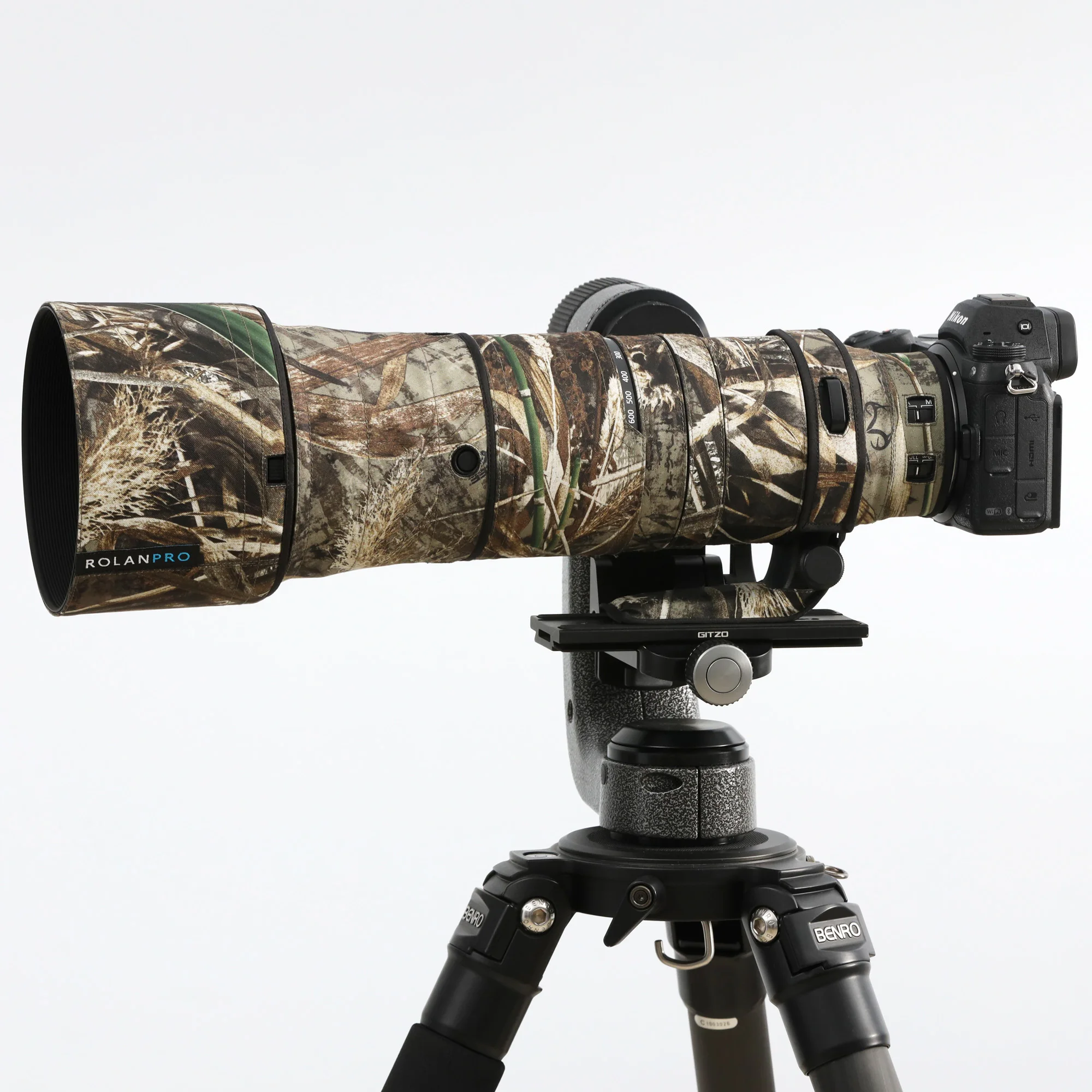 ROLANPRO Waterproof Lens Camouflage Coat for Nikon Z 180-600mm F/5.6-6.3 VR Rain Cover Lens Protective Sleeve Guns Case