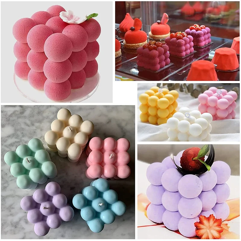 Promotion! 3D Bubble Candle Mold - 6 Cavity Cube Silicone For Candles Soap Making Cake |