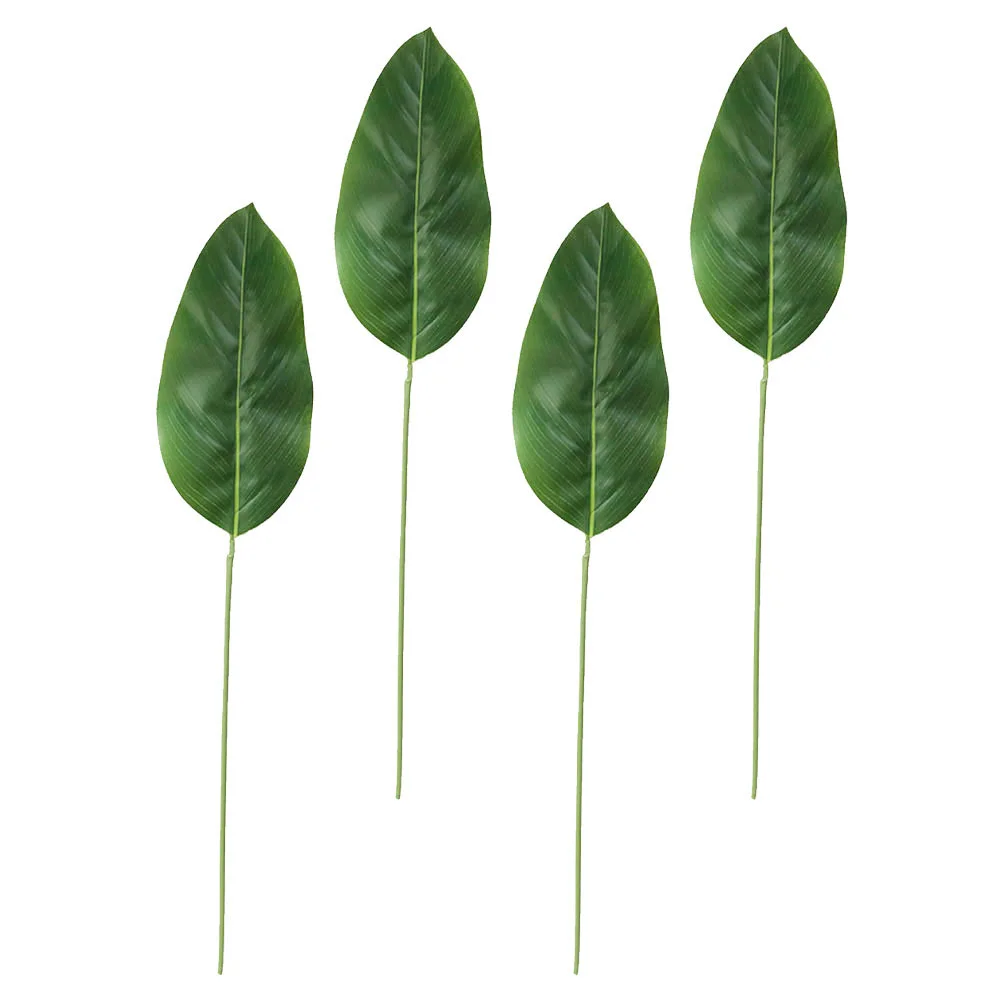 

4 Pcs Hawaiian Leaves Stems House Ornaments Imitation Tree Leaf Home Decor Artificial Flower Artificial Palm Leaf