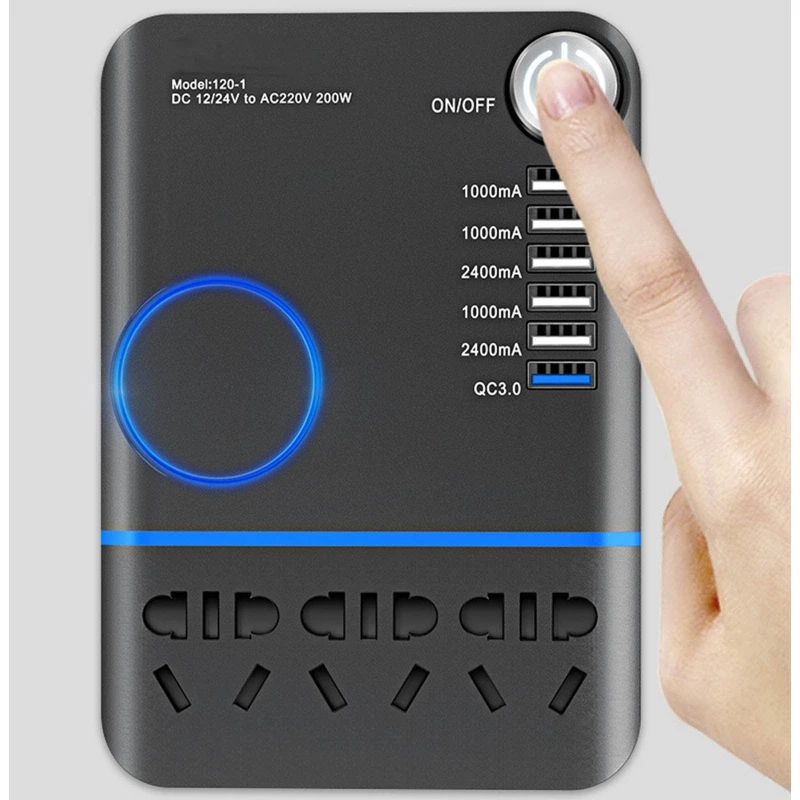 

Автомобильный инвертор для прикуривателя, 200 Вт, 12 В переменного тока, 220 В