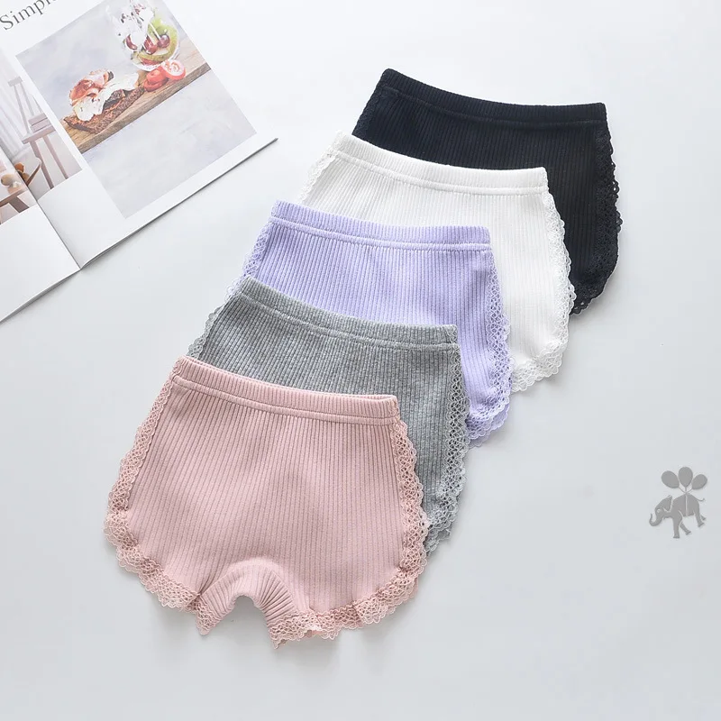 

Summer Cotton Girls Lace Shorts New Pink Baby Girl Safety Pants Underwear Shorts Cute Briefs for Kids Clothing Black 3-12 Yrs