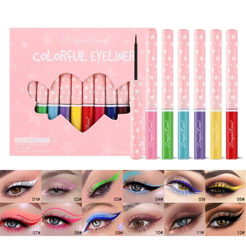 

Набор матовых жидких подводков для глаз, 12 цветов, водостойкие стойкие матовые подводки для глаз, цветные карандаши, Прямая поставка