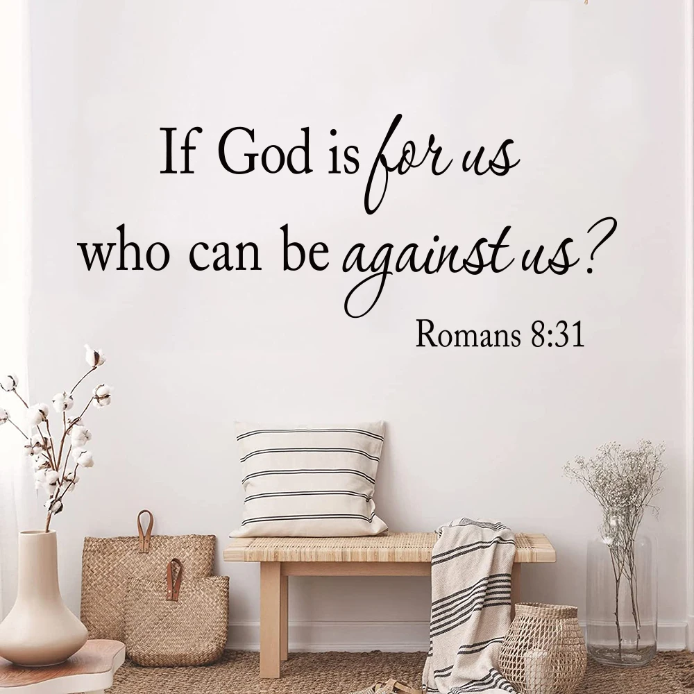 Библейский стих римлян 8:31 христианский стикер на стену Лорд Бог молитва цитата