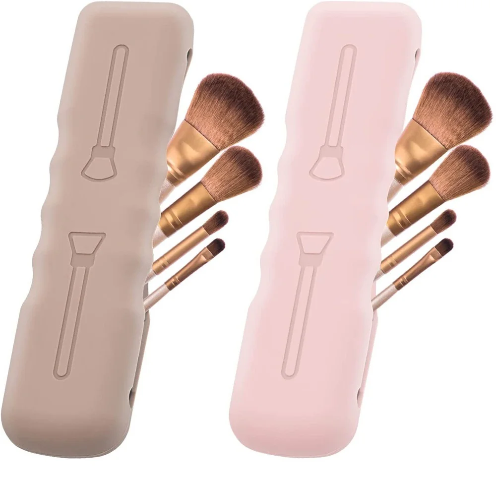 

Fashion Travel Makeup Brush Holder Silicone Makeup Brush Bag Soft Cute Portable Cosmetic Brushes Toiletry Tool Holders Organizer