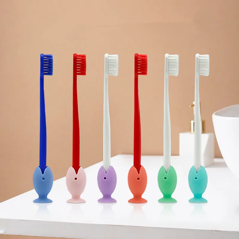 

Tooth Brush Cover Stand Cute Fish Shape Silicone Suction Cup Toothbrush Holder Portable Travel Tooth Brush Cap Bathroom Products