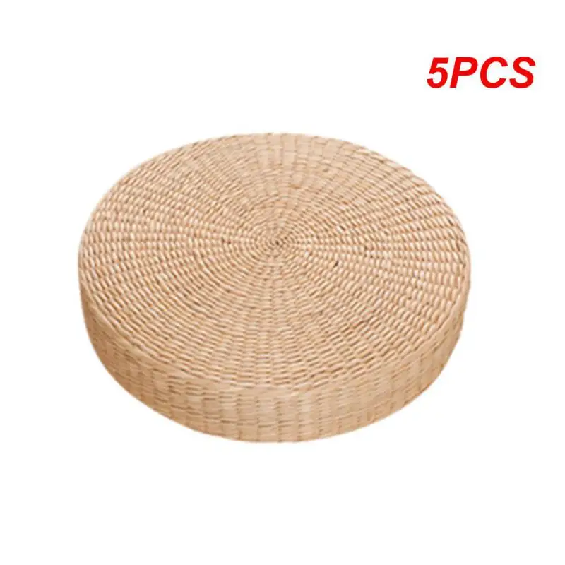 

5PCS Tatami Cushion Breathable Widely Applied Comfortable Round Straw Weave Handmade Pillow for Floor