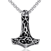 2022 new viking thor thors hammer stainless steel pendant necklace simple men and women viking jewelry