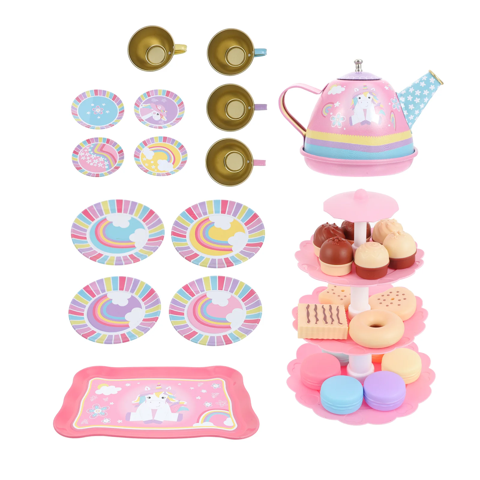 

Tea Set Playfood Kidsparty Bakery Dessertmake Tower Making Cookie Donuts Cake Fake Afternoon Cupcakes Little Girls