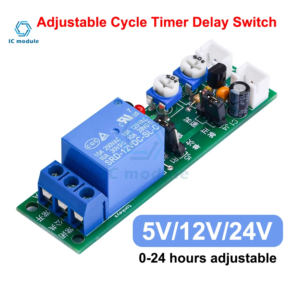 JK11 DC 5V 12V 24V Timer Delay Adjustable Cycle Timer Delay On/Off Switch Power Supply Relay Shield Delay Relay Module