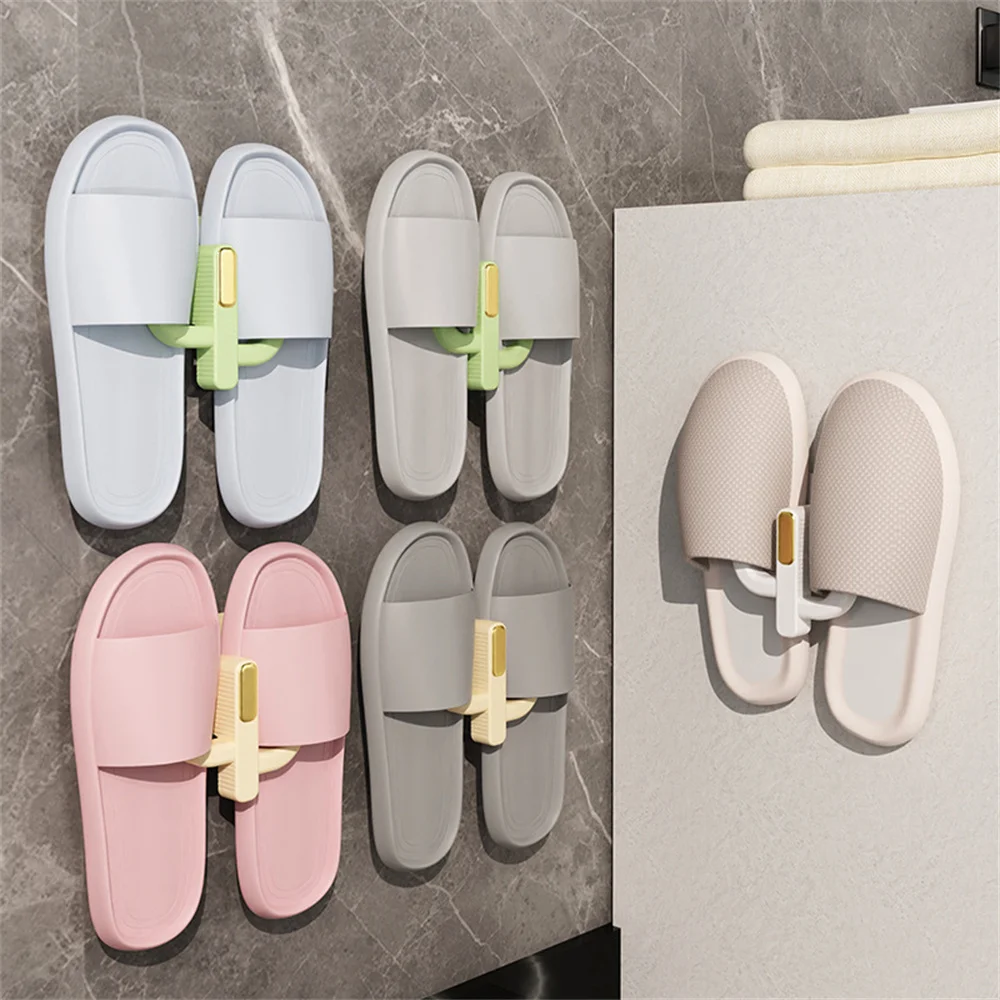 

Self-adhesive Slippers Rack Wall Mounted Shoe Drying Hook Rack Bathroom Slipper Storage Hook Holder Shelf Toilet Drainage Rack