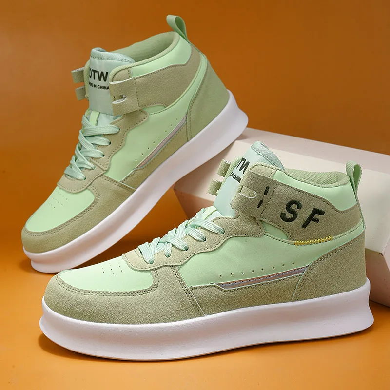 Winter Fashion Green Skateboard Shoes Men High Top Vulcanized Sneakers Man Platform Non-Slip Flats Sport Shoes Male Zapatillas