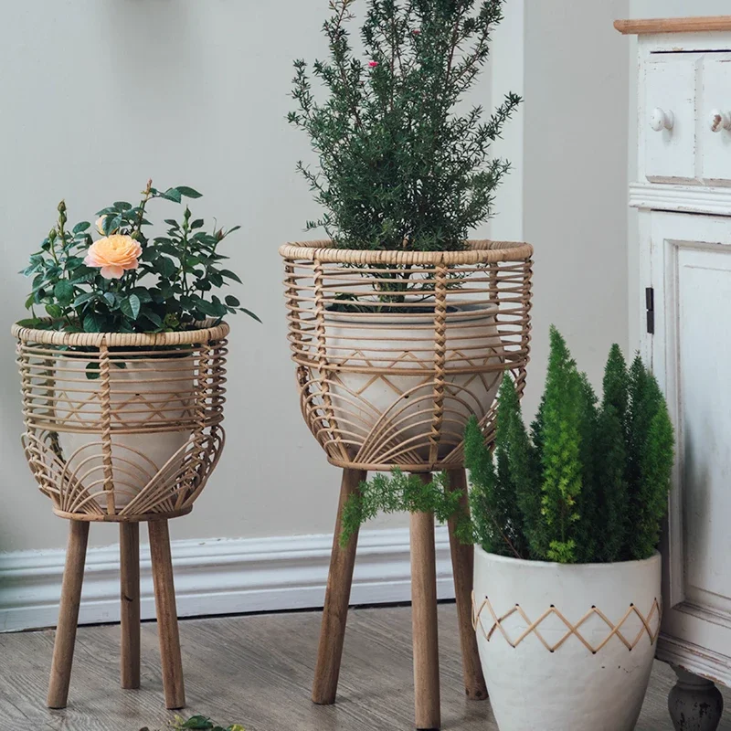 Подставка для цветов уличная подставка из натурального ротанга Плетеный