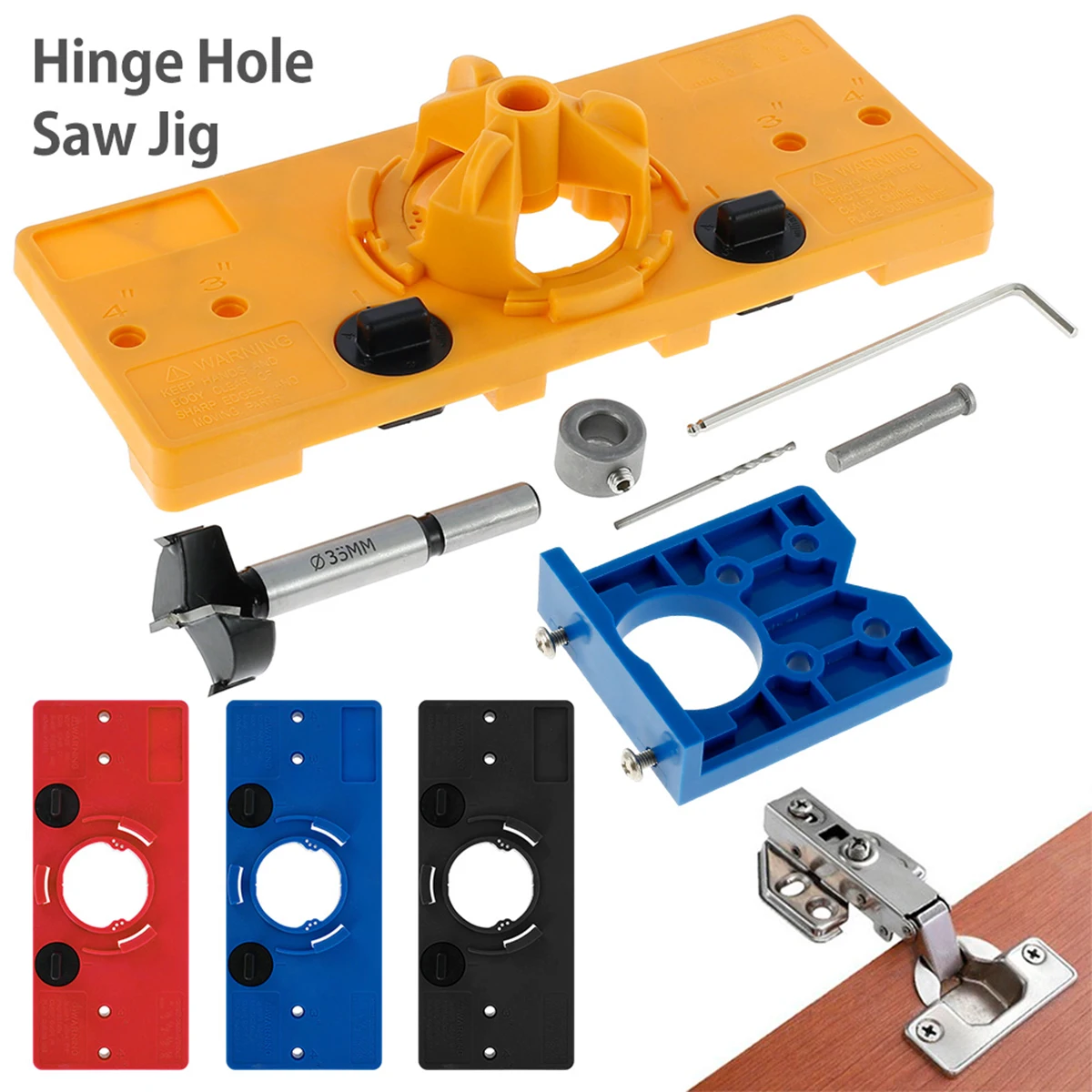 

35mm Cup Style Hinge Drilling Jig Kit Concealed Hinge Jig Boring Hole Drill Guide Locator Woodworking Hole Saw Jig Drill Bits