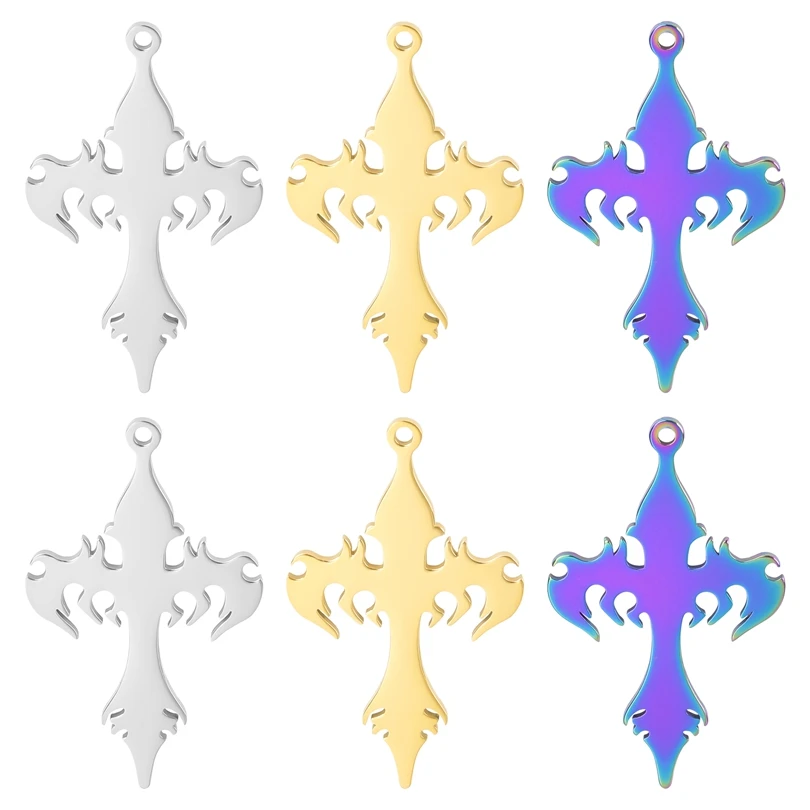 

Punk Hombre Crosses Pendant Bulk Charms For Jewelry Making Supplies Fire Cross Charm In Bulk Materials Breloque Acier Inoxydable