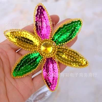 20pcslot large luxury decorative sequins embroidery patch bead flower gold silver dance headdress clothing decoration applique