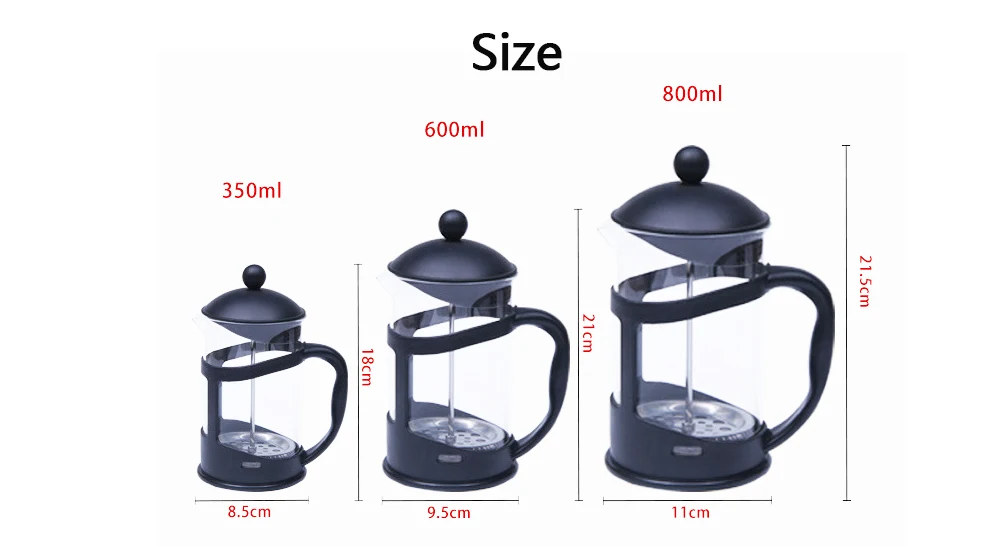 350/600/800ml French Press Coffee Maker Large Glass Thermos Tea Maker Perfect For Morning Coffee Maximum Flavor Coffee Brewer images - 6