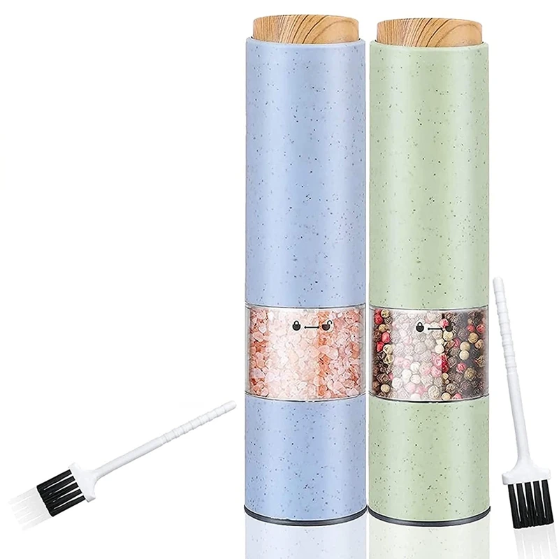 

2 Pack Electric Salt Pepper Grinder,Electric Ceramic Burr Mill For Herb/Pepper/Spice/Chilli,Adjustable Grinding Gadgets