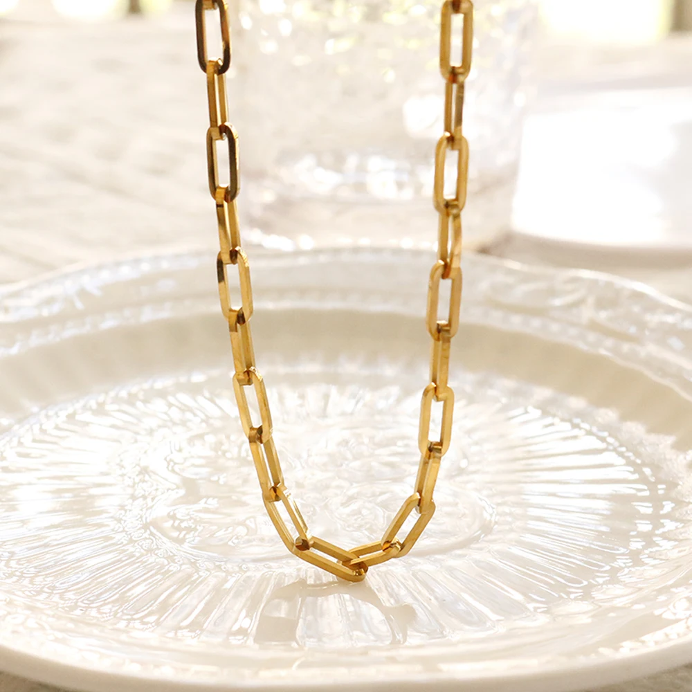 

Tarnish Free Jewelry Pin Chain Necklace Stainless Steel Fashion Jewelry Accessories For Women Charm Chains Choker Necklace