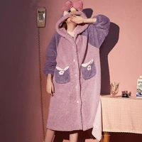 plus velvet thick thick warm pajamas autumn and winter new solid color stitching casual wild fashion trend coral fleece pajamas