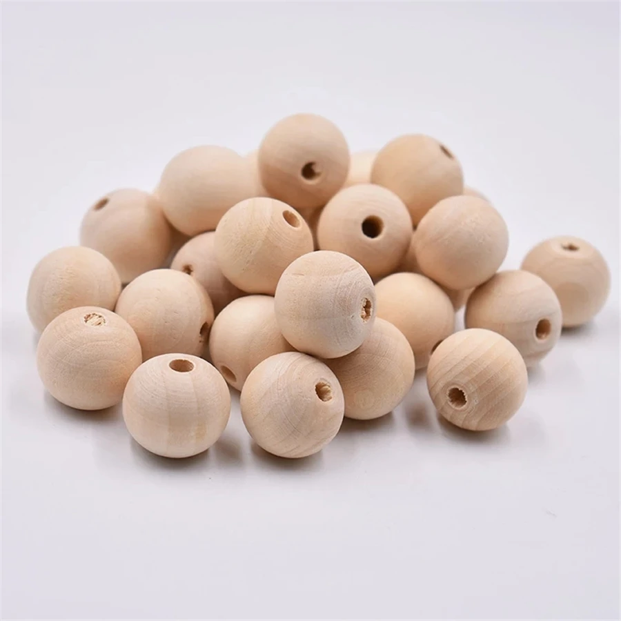

4mm-60mm Natural Ball Round Spacer Wooden Beads Eco-Friendly Natural Color Wood Beads Lead-Free Wooden Balls Making DIY Crafts