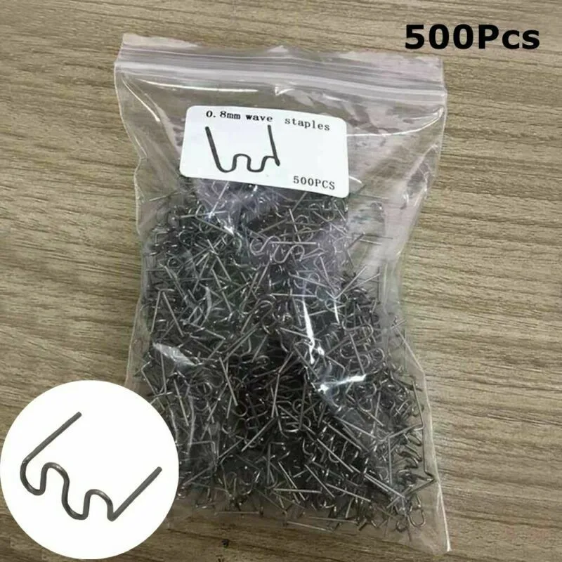 

500Pcs 0.8mm Plastic Welding Wave Hot Staples Stapler For Car Bumper Repair For Repairing Holes And Stitching Long Tears