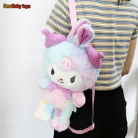 40cm japanese cartoon white dog cat plush backpack doll cute animal plush backpack travel bag ladies bag gifts for kids girl