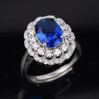 new high quality luxury imitation sapphire ring elegant brilliant classic dark blue zircon opening adjustable ring jewelry