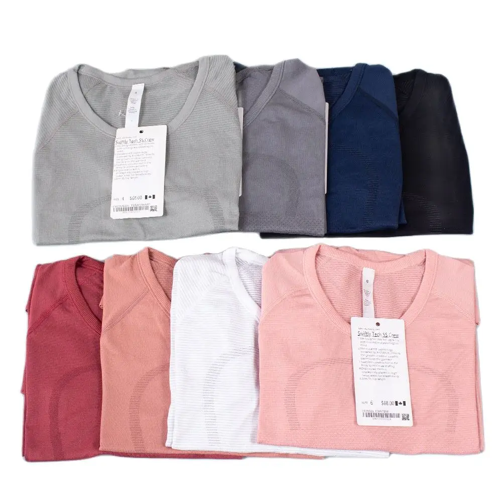 LuluWome New Section Sport Long Sleeves Nylon High Elastic Ice Silk Fabric Yoga Running Workout High-Elastic Sport T-shirt