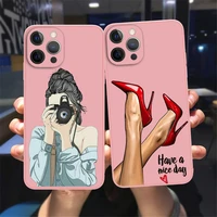 lady phone case for iphone 11 12 13 pro max xs xr 7 se20 x 8 6plus fashion beautiful girl pattern pink soft silicon cover coque