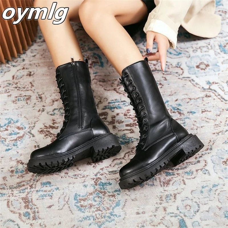 

Mid-tube boots women's 2022 all-match British style small ankle boots small autumn winter motorcycle boots mid-tube boots