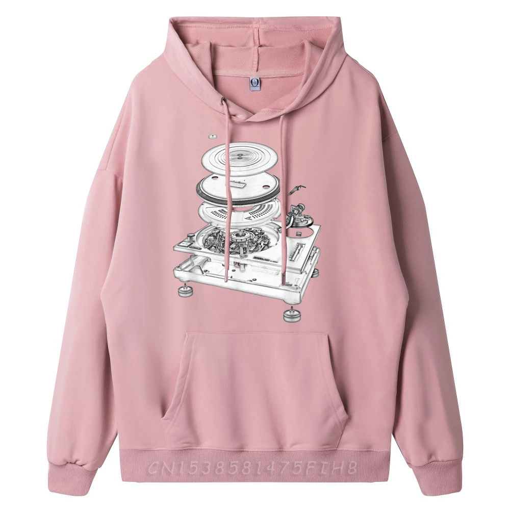 DJ Turntable 1210 MK2 Exploded Blueprint Design Большие толстовки для мужчин Осенняя мужская одежда