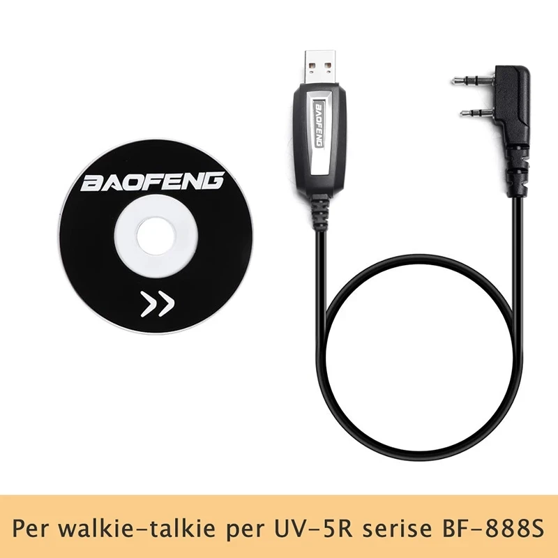 10 pcs 2022 USB Programming Cable and Software CD for Baofeng Walkie Talkie UV-5R Serise BF-888S Kenwood Wouxun Accessories Kit