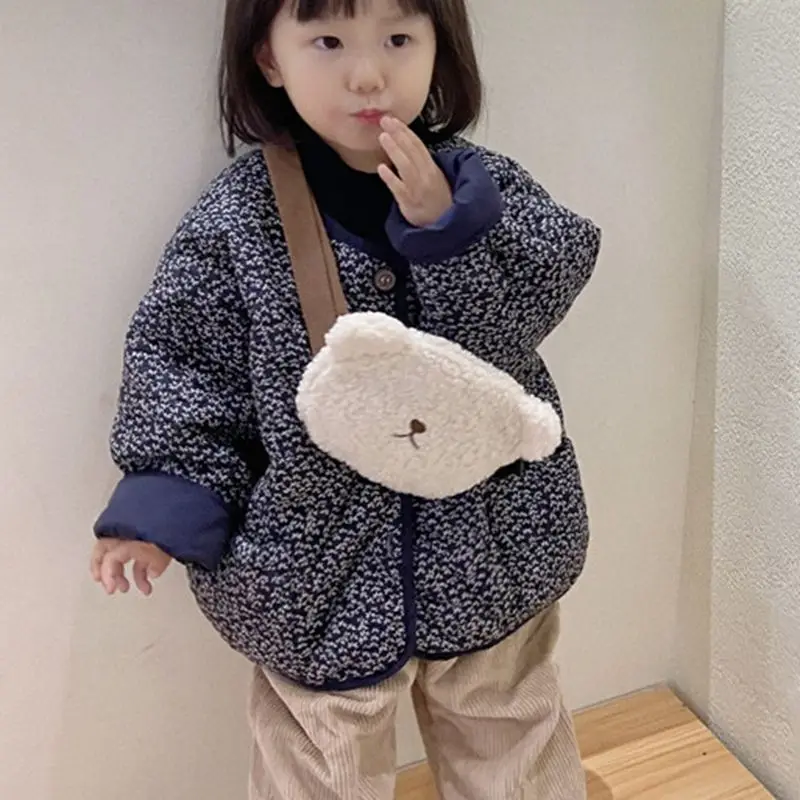 New Fashion Children Girls Shoulder Bag Cute Cartoon Bear Messenger Bag Kids Keys Coin Purse Baby Animal Chest Bags Mini Handbag