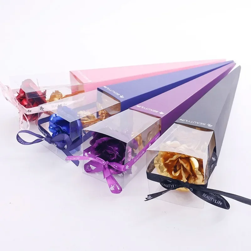 Креативный подарок на день Святого Валентина покрытая фольгой 24 К розовая