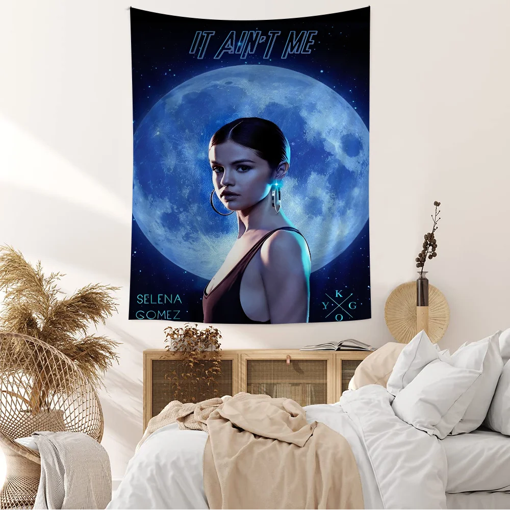 S-Selena G-Gomez Cartoon Tapestry For Living Room Home Dorm Decor INS