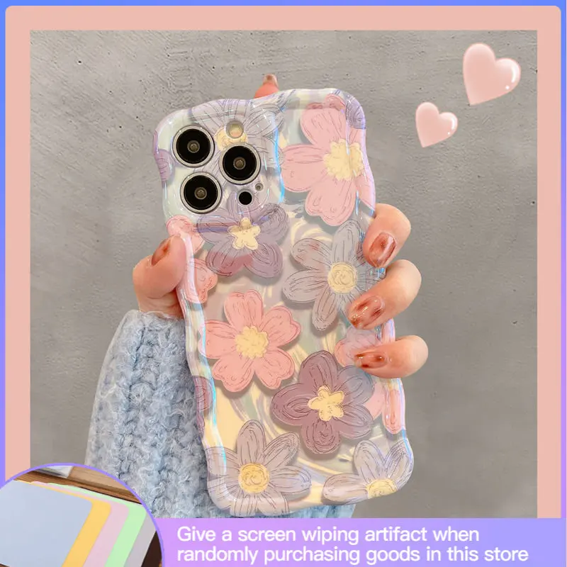 

Advanced Sense Blue Light Oil Painting Floral Phone Case Suitable for IPhone14 14promax 11 13Promax 12Promax All-inclusive