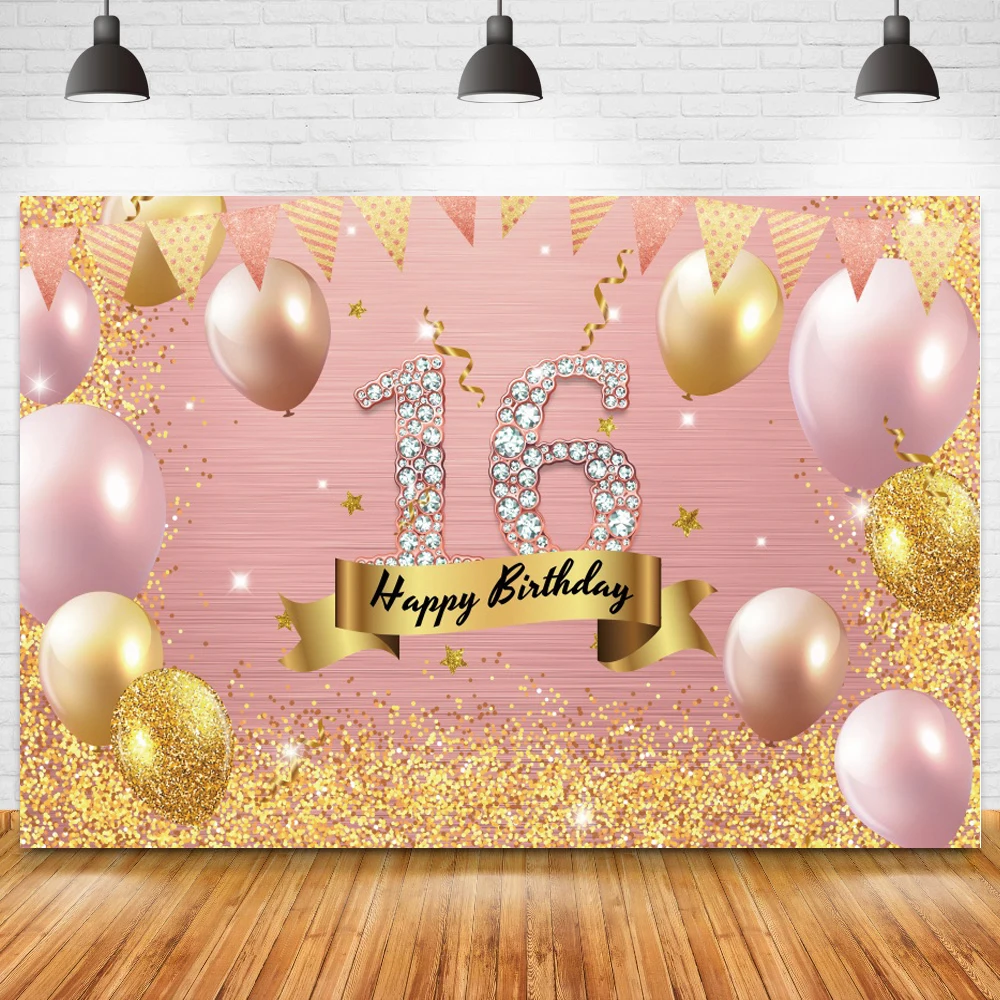 

Виниловый фон для фотографирования с надписью Happy 16 20 30th Birthday