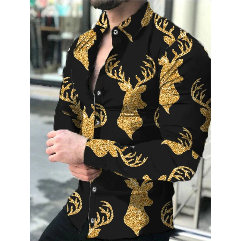 

Men's Shirt Long Sleeve Hawaiian Social Luxury Button Cardigan Shirts 2022 Single Breasted Turn-down Collar Broad Mens clothing