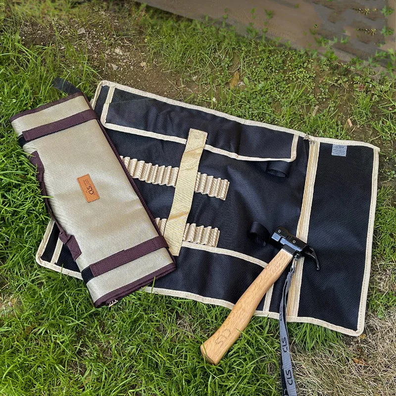 

1 pcs Outdoor camping nail bag simple tool kit camp nail bag storage bag tent nail hammer rope Oxford cloth tote bag large