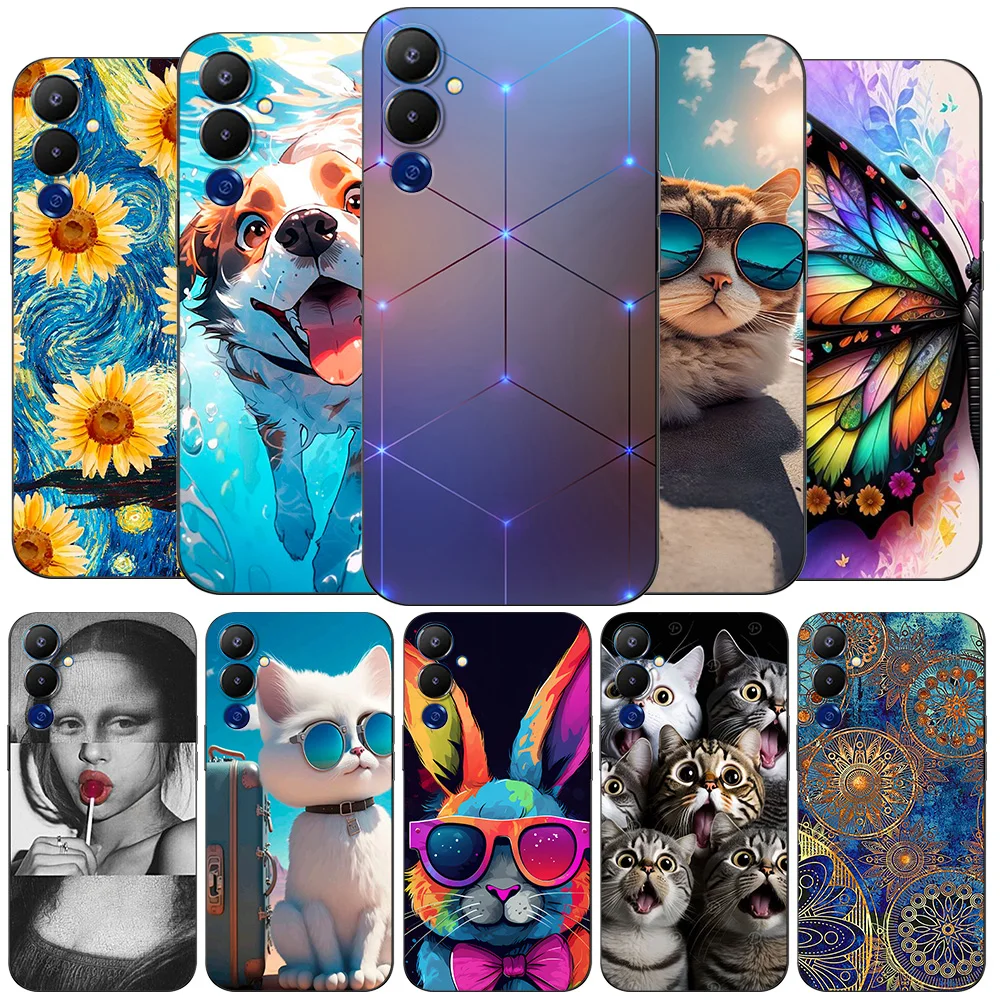 Флейта для Tecno pova 4 LG8N чехол силиконовый на заднюю панель телефона черный ТПУ Cute Cool