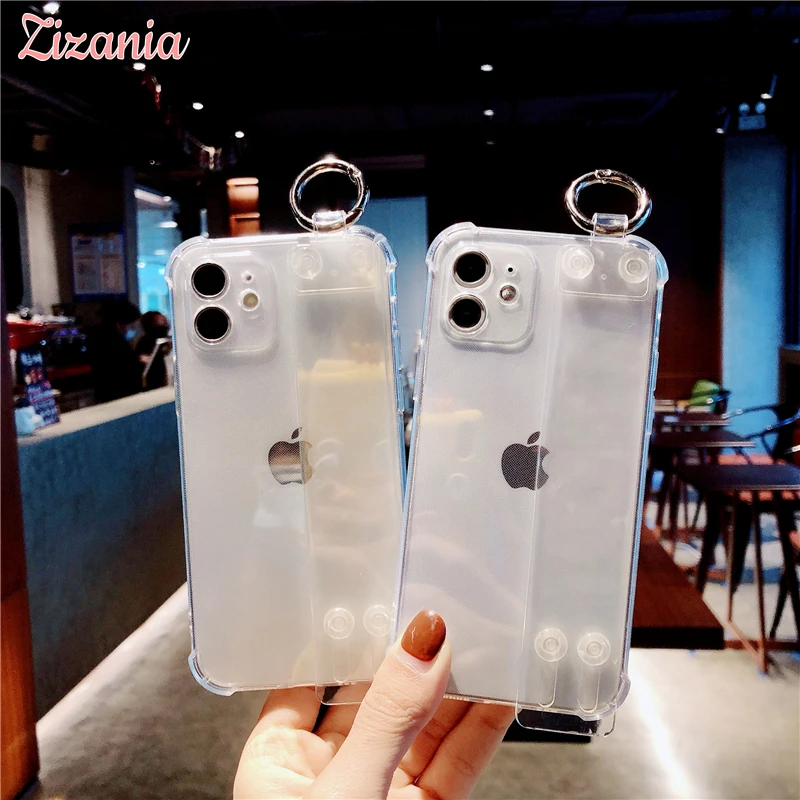 

Fashion Transparent Wristband Soft Phone Cases For iPhone 13 12 Mini 11 Pro XS Max X XR 8 7 6 6S Plus Shockproof Simple Cover