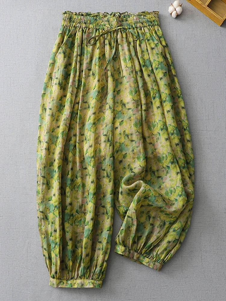 Винтажные женские брюки-фонарики в этническом стиле новинка 2024 большие