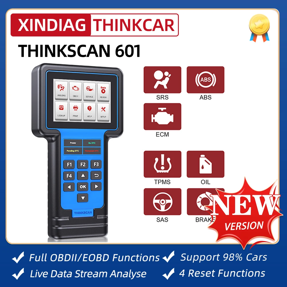 

Thinkcar Thinkscan 601 OBD2 Code Reader ECM/ABS/SRS Car Scanner Oil/TPMS/Brake/SAS Reset Diagnostic Tool