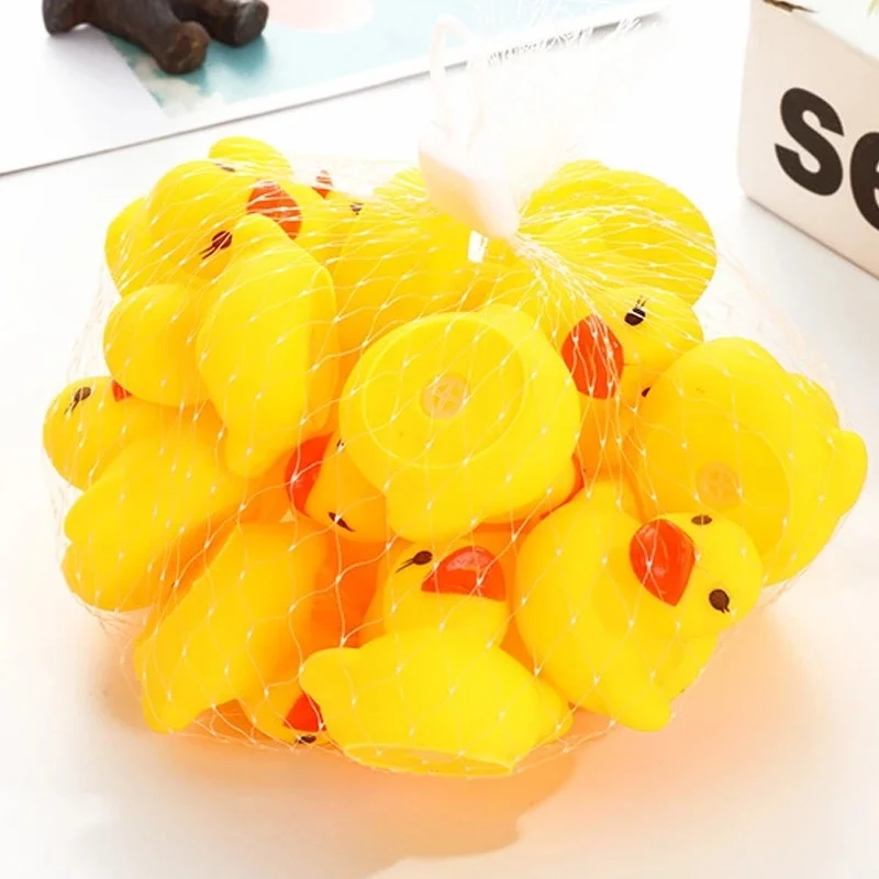 

Baby Bathing and Water Playing Toys Pinch Baby Duck Classic Yellow Duck Baby Bathing Sounding Small Animal Set