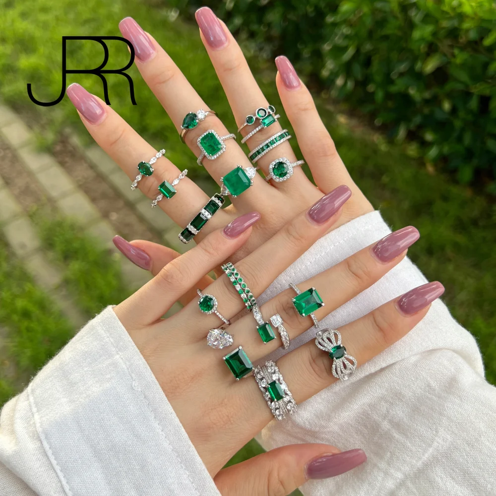 

JRR Trendy 925 Sterling Silver New In Emerald Gemstone Women Rings Christmas Gift Accessories Free Shipping Envio Gratis Ofertas